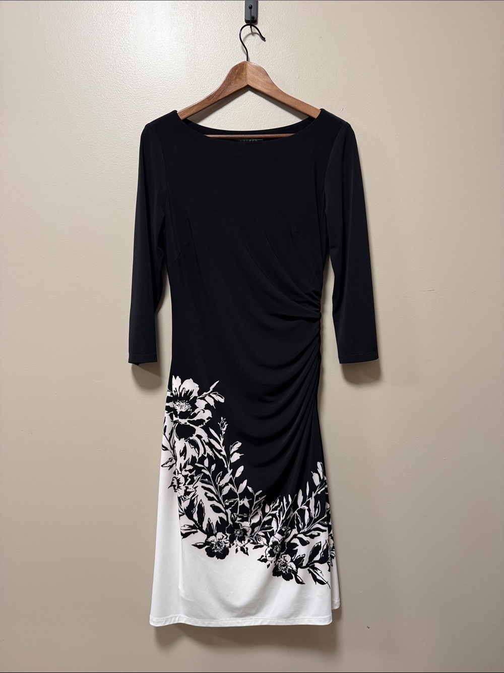 Lauren Ralph Lauren Black and White Floral Midi Dress